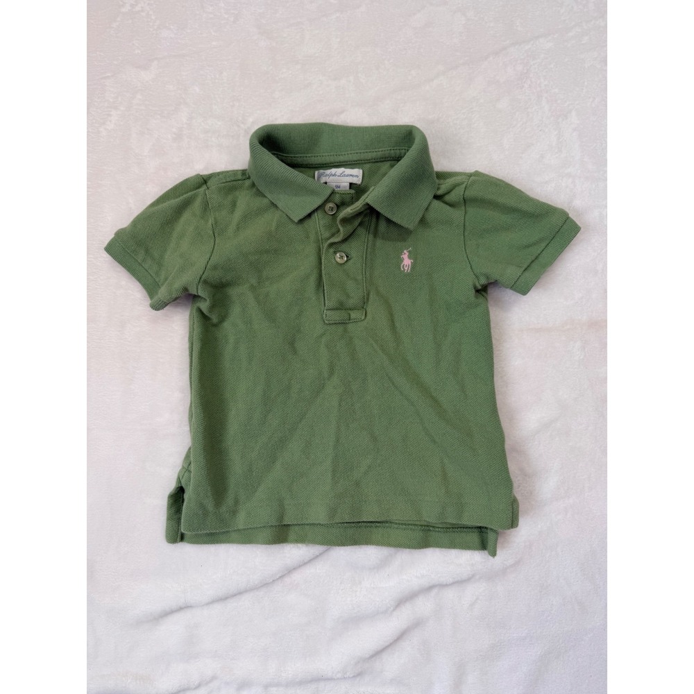 Ralph Lauren Polo Shirt 9M Green Short Sleeve Embroidered Pony Kids